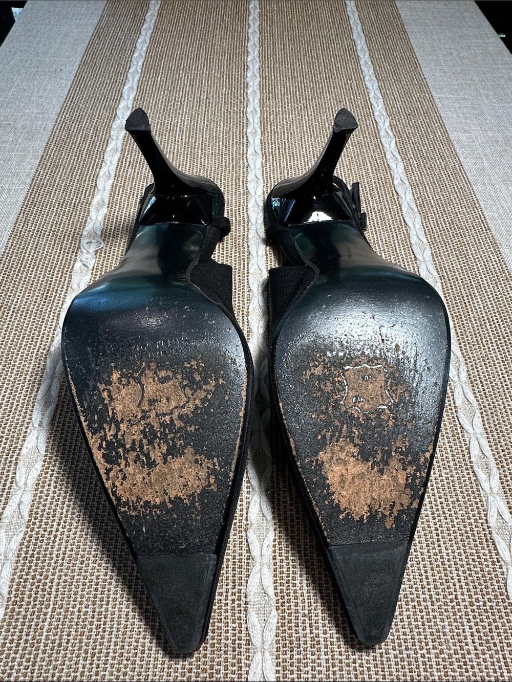 Stuart Weitzman Black Slingback Pointed Toe Heels - Picture 8 of 10